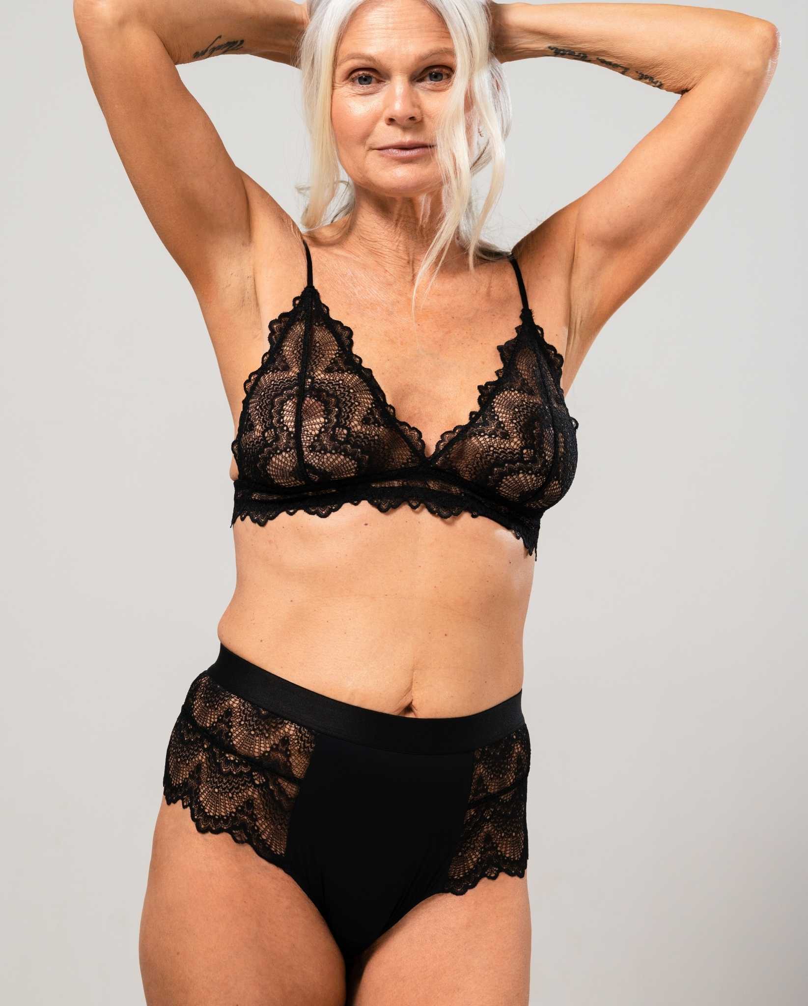 Lace Triangle Bralette Black - Image 5