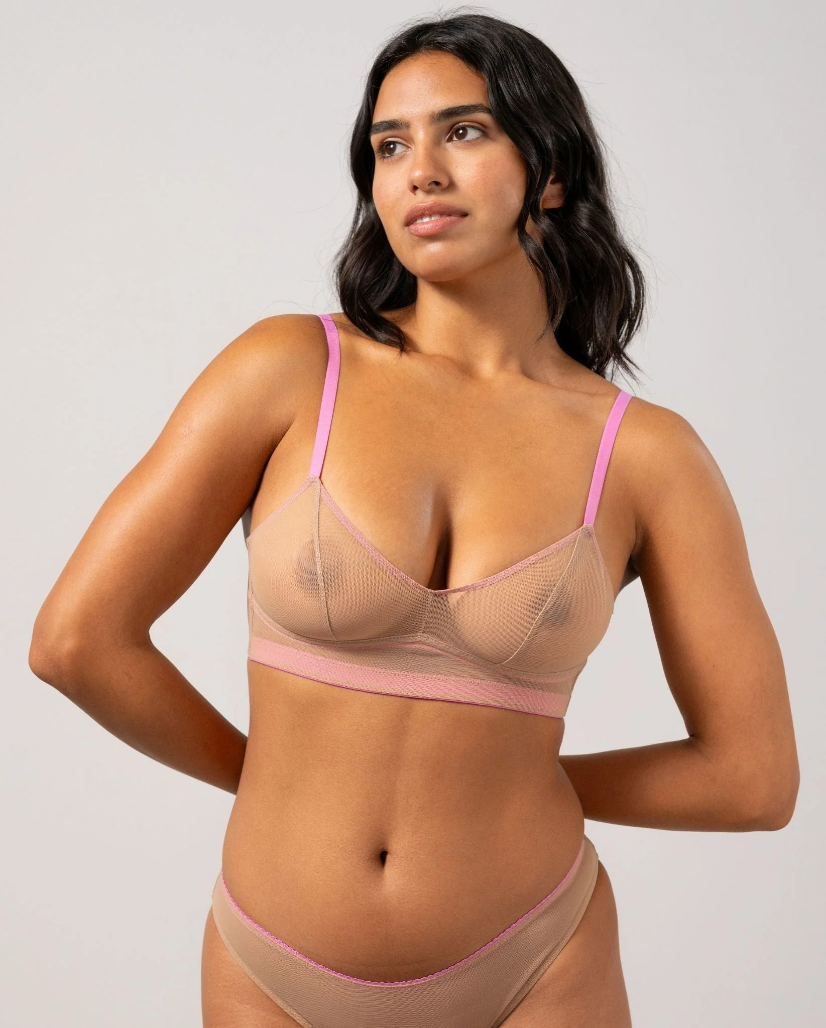 Mesh Balconette Warm Nude/Candy Pink - Image 3