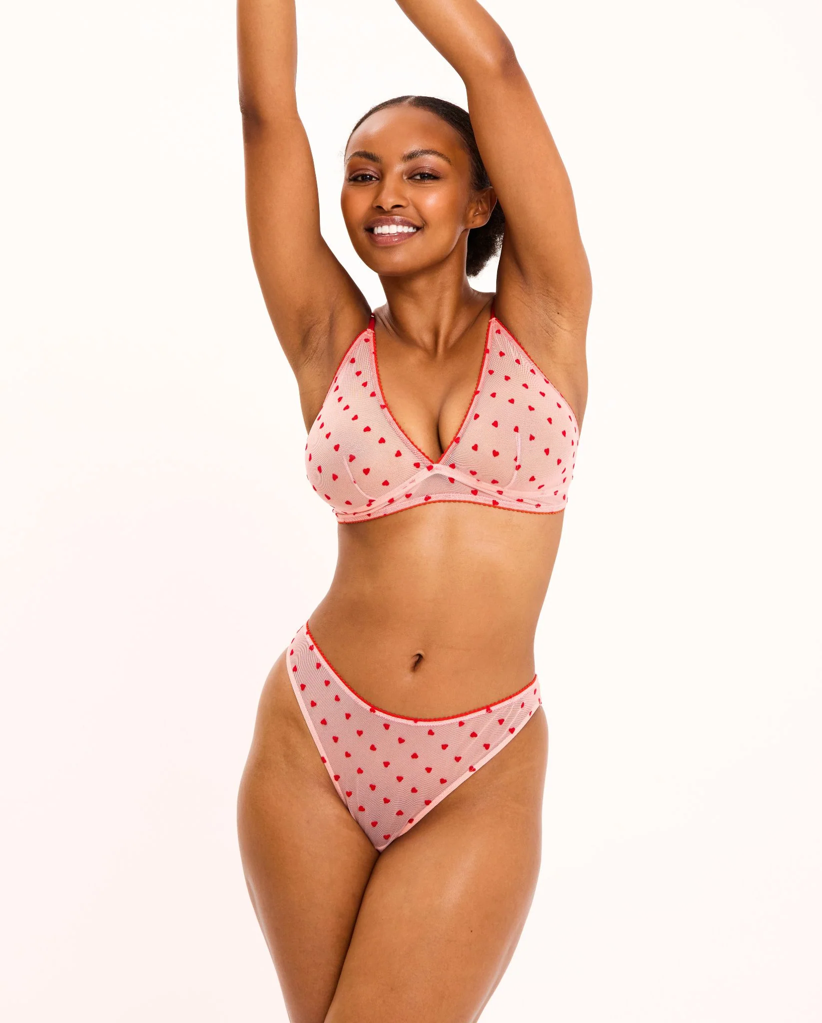 Mesh Bikini Briefs Pale Pink/Deep Red - Image 4