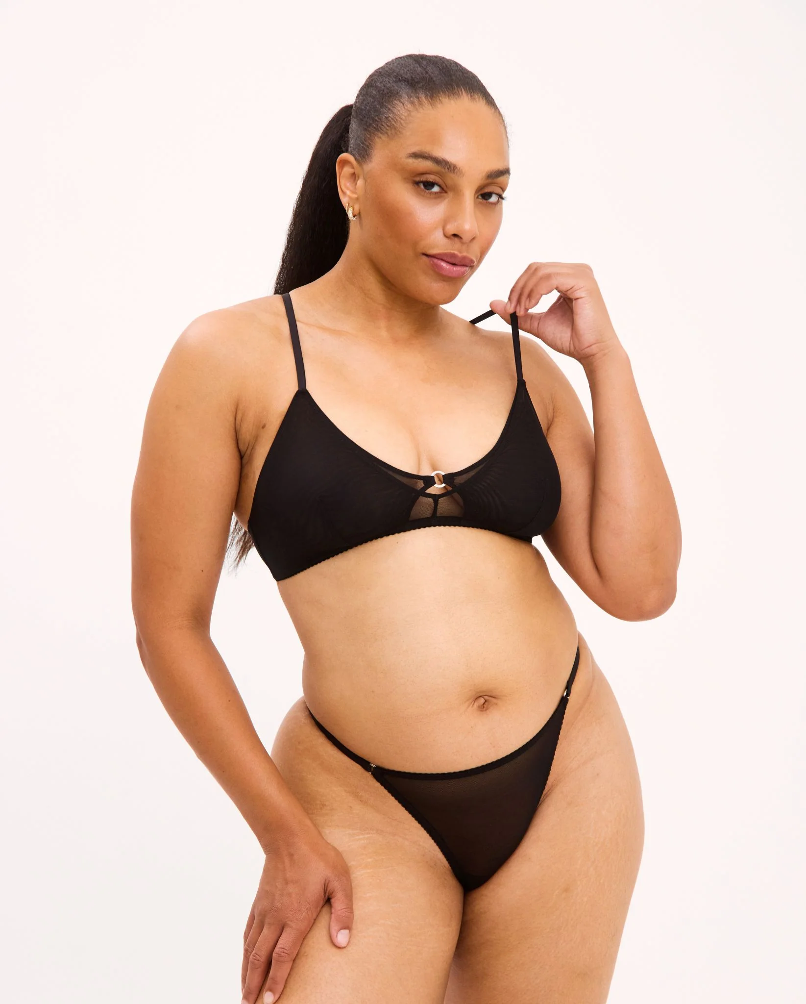 Mesh Double Triangle Bralette Black - Image 11