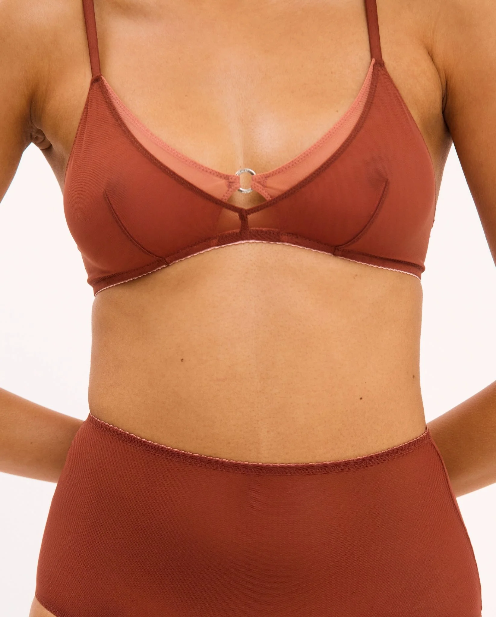 Mesh Double Triangle Bralette Rust - Image 6