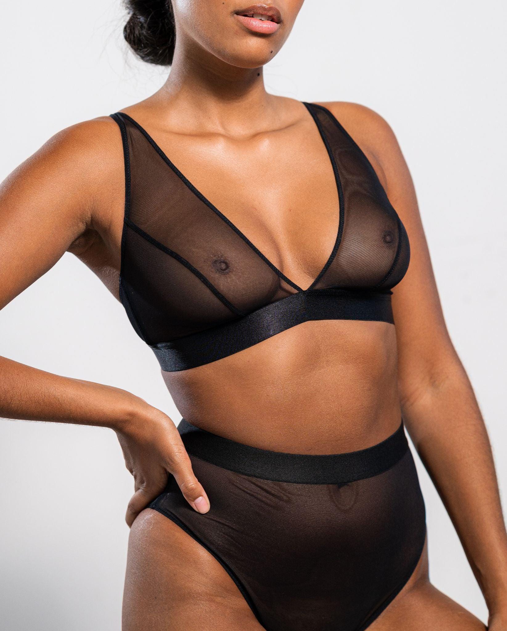 Mesh Plunge Bralette Black - Image 9