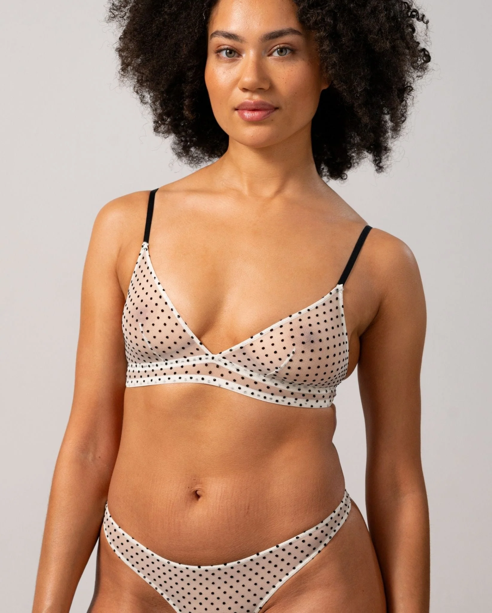 Mesh Triangle Bralette Cream/Black - Image 3